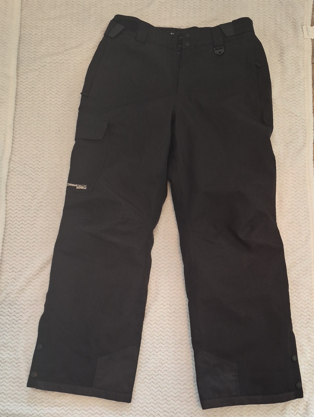 Men's Black Cargo Snow Pants